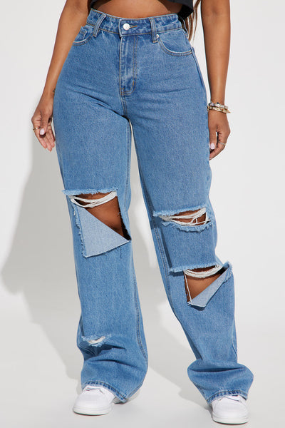 Beat You To It Ripped Non Stretch Straight Leg Jean - Medium Wash ...